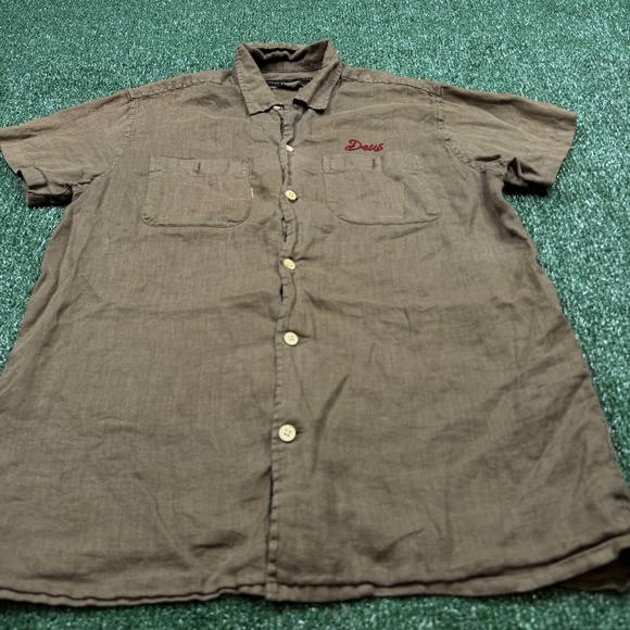 Deus Ex Machina Men’s Oversized Button Up Shirt XS Fits S Green Short Sleeve - Picture 4 of 7